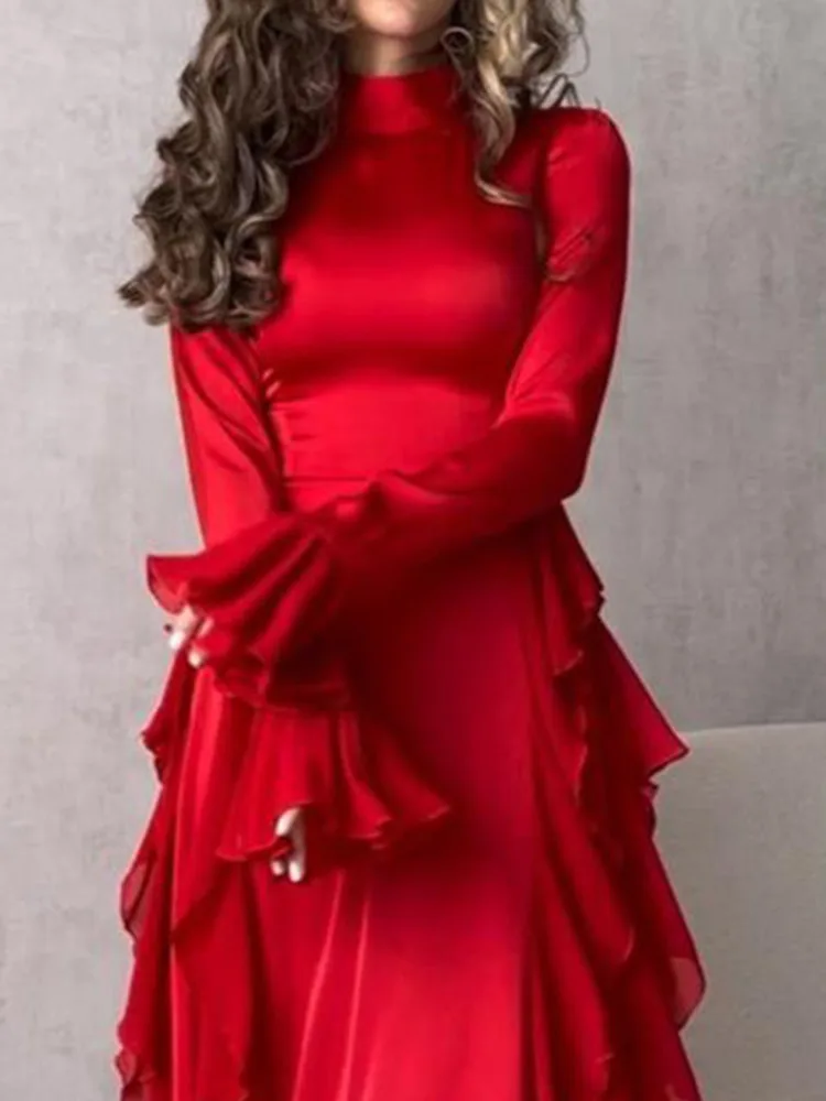 Женское вечернее платье с воротником-стойкой DEAT