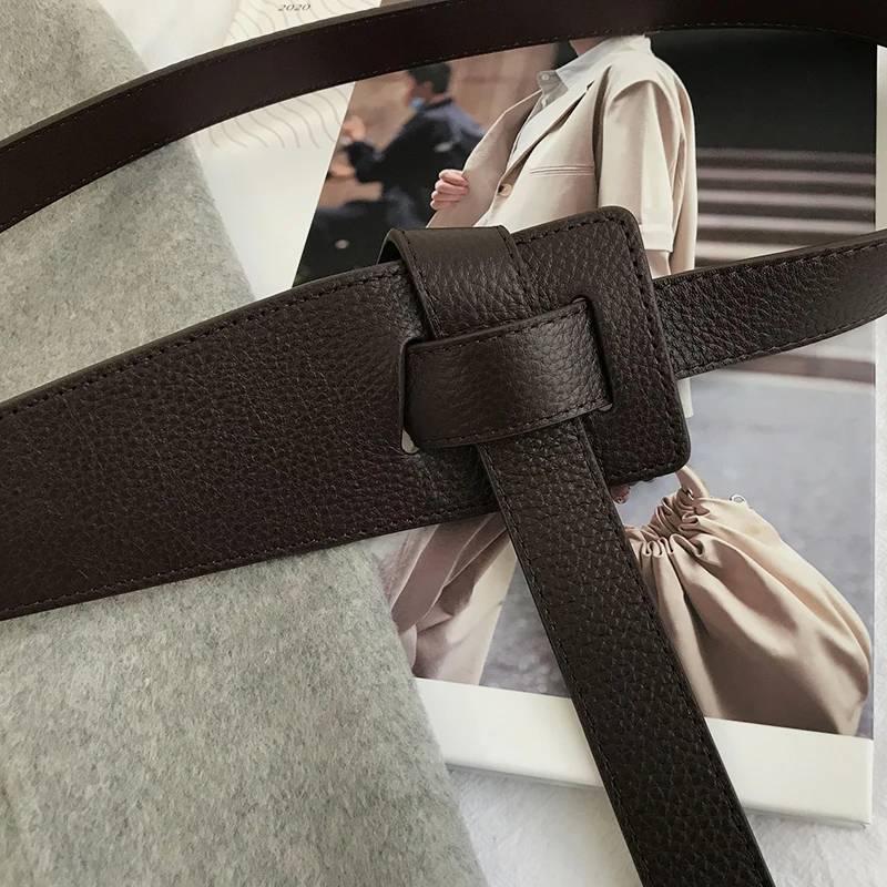 Осенне-зимний коричневый кожаный ремень для пальто женское украшение с юбками