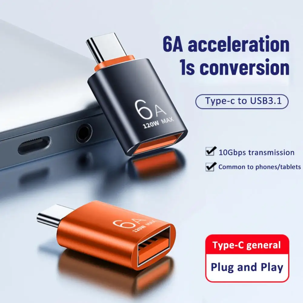 Usb Otg-Type C Многоцветный адаптер для быстрой зарядки, 6 А, Usb 3,0-Type C