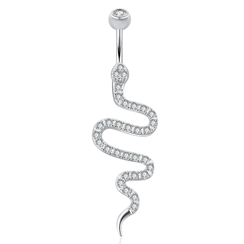 

Overall S925 Silver Snake Zircon belly ring fashion navel piercing jewelry for woman