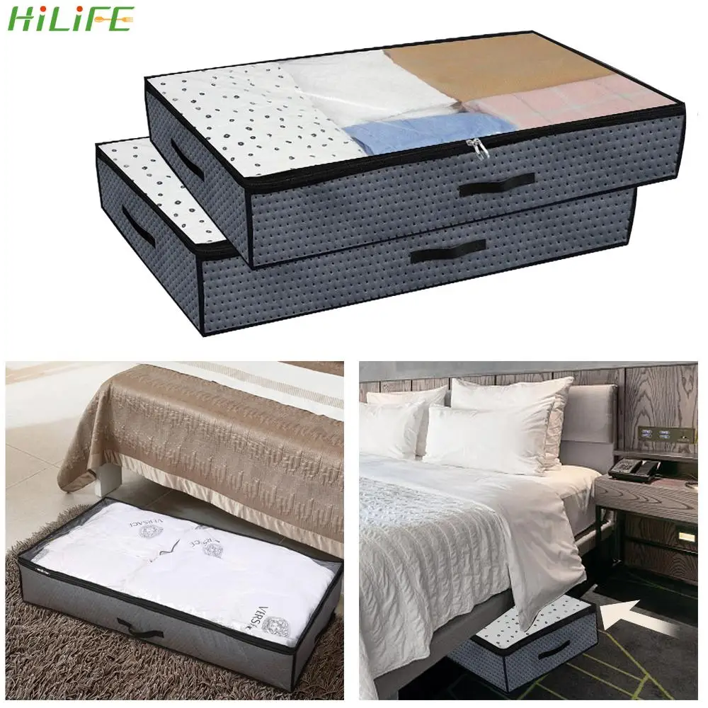 

Thick Breathable Under Bed Storage Boxes Underbed Clothes Storage Bags Foldable Under Bed Bags Zippered Organizer 2 Pcs