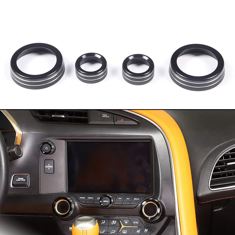 

Улучшите эстетику вашего автомобиля с помощью 4 кнопок регулировки кондиционера и громкости из сплава, колпачок-кольцо для Corvette C7 2014 19