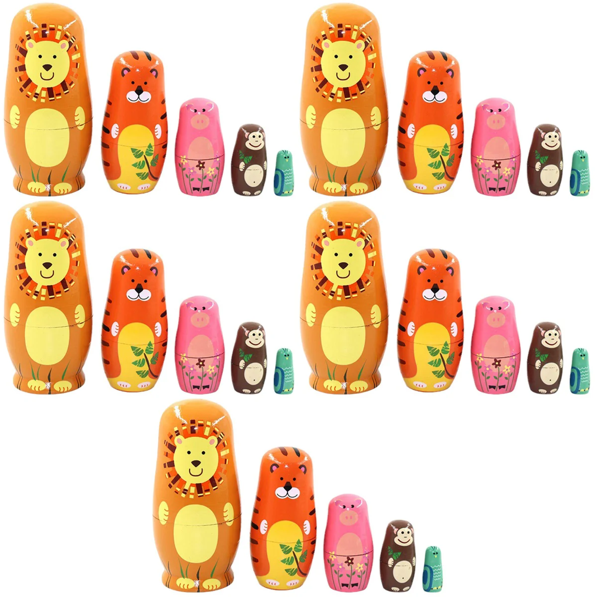 

5 Sets of Funny 5-layer Russian Dolls Kids Nesting Dolls For Kids Dolls Nesting