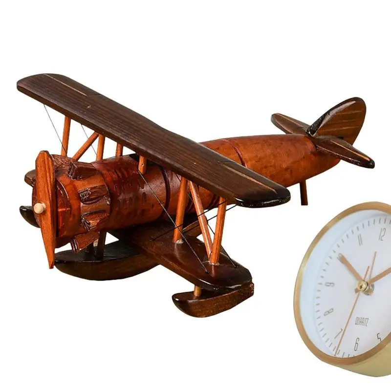 

Wooden Plane Vintage Handicraft Decor Portable Wood Desktop Airplane Model Aircraft Handicraft Model For Adults Boys Girls