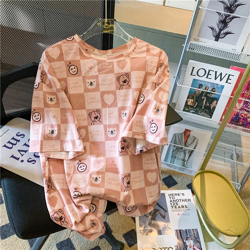 

punk style Boyfriend cartoon Printed T Shirt for Women Harajuku Couples T-shirt oversized graphic tees woman tops kawaii clothes