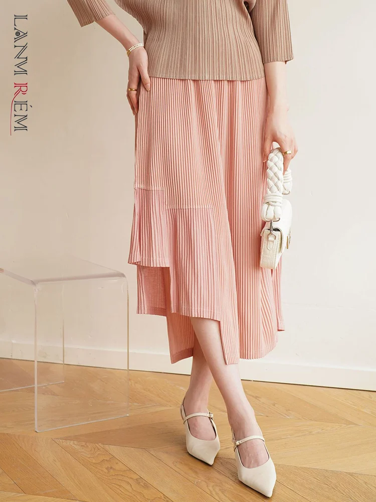 

Irregular Pleated Skirts For Women High Waist Solid Color Luxury Party Clothing 2023 Spring Summer New 2DA1127