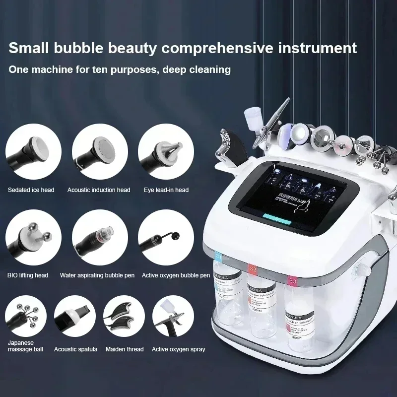 10 in 1 H2o2 Aqua Peeling Lift skim Bubble Moisturizer oxygem Hydro Facial Machine Care Cleansing for baeuty Salon