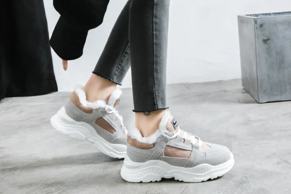 2022 winter warm platform women's snowshoes plush women's casual sports shoes artificial suede women's snow boots warm shoes