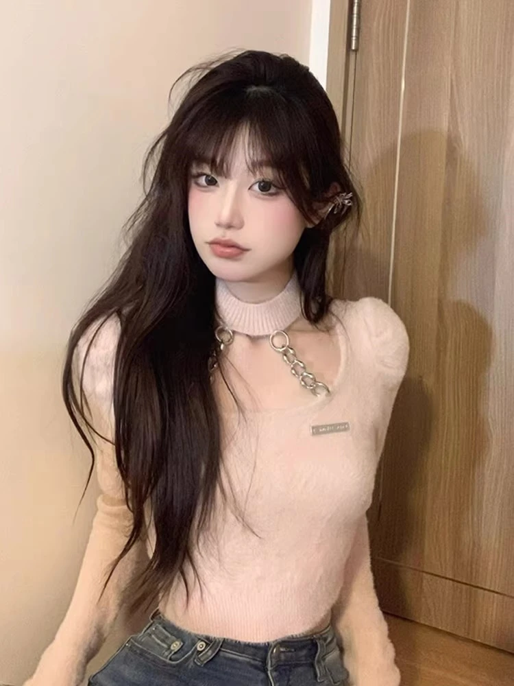 Pure Desire Gyaru Design Oversleeve с висячим воротником вязаный женский осенний темпераментный