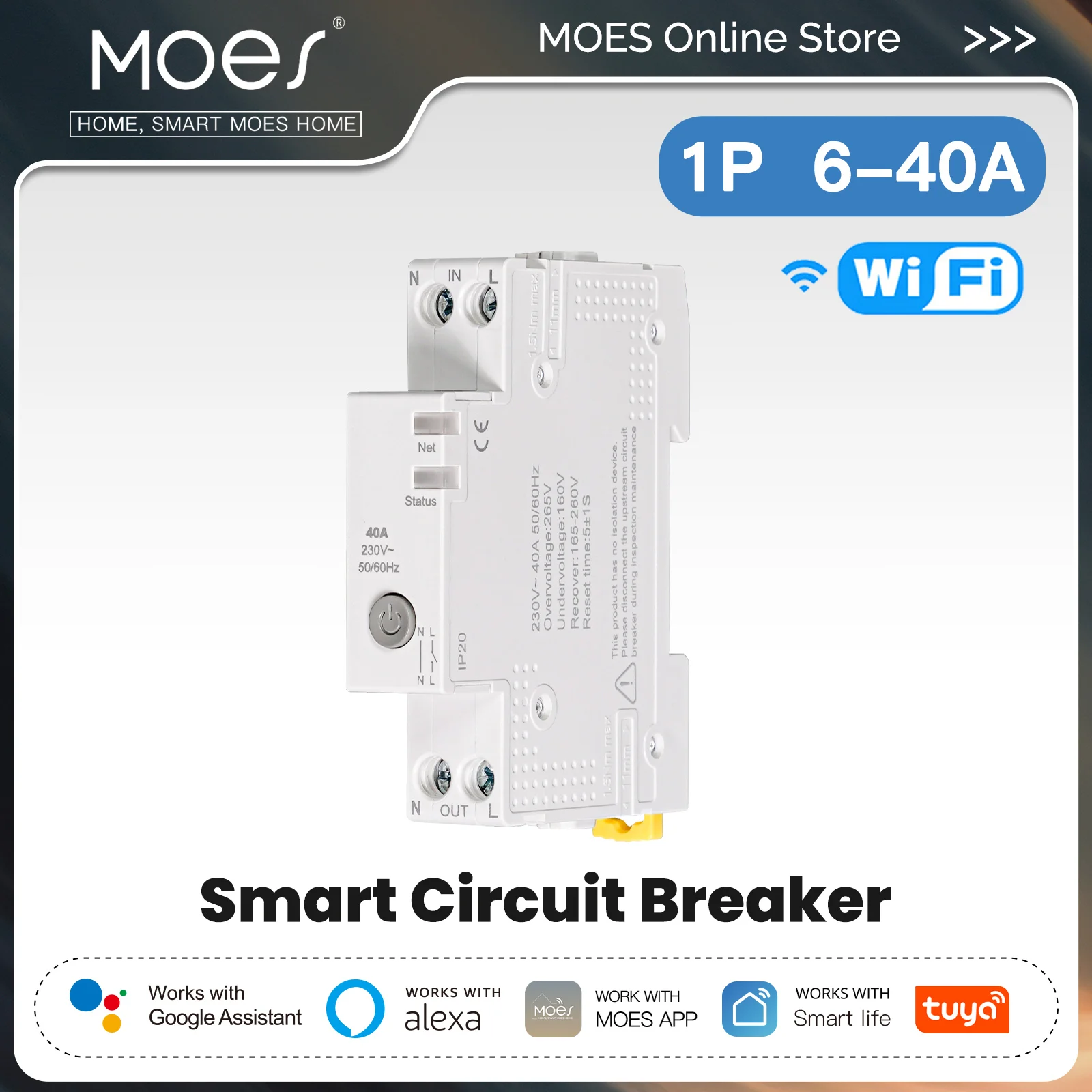 

MOES Tuya умный автоматический выключатель 40A
