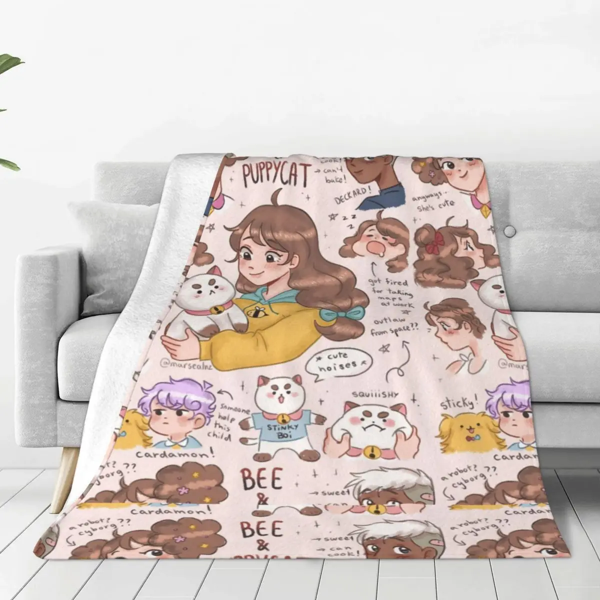 

Copy Of Cute Bee And Puppycat Blanket Cover Velvet Lightweight Throw Blankets for Bed Bedroom Quilt