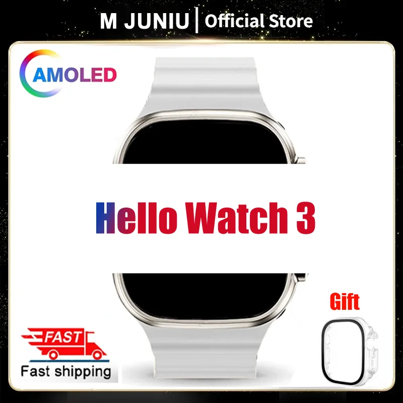 

Hello Watch 3 Smart Watch AMOLED Scree H12 Ultra 49mm Series 8 Wireless Charging Compass Bluetooth Call Sport 4GB Smartwatch Men