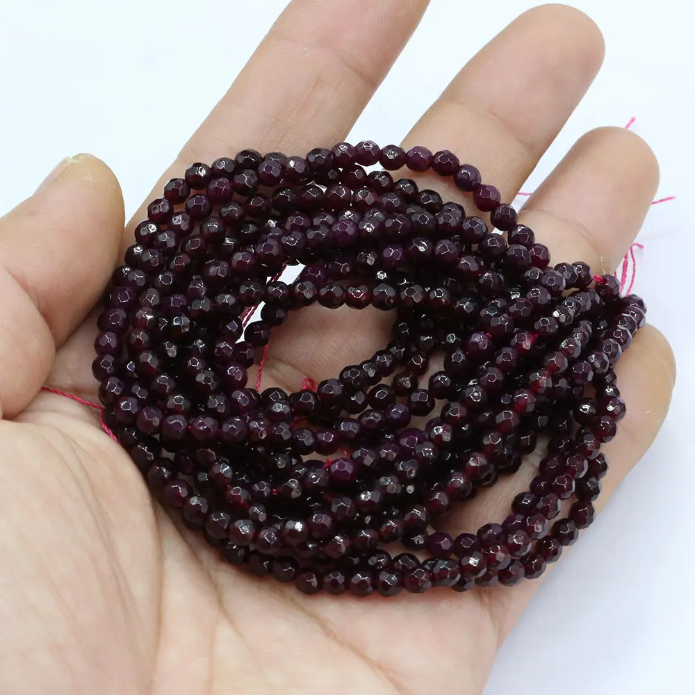 

4mm 5 Strands Natural Purple Rose Agate Faceted Round Beads Gemstone Beads 15" Strand Jewelry Making DIY