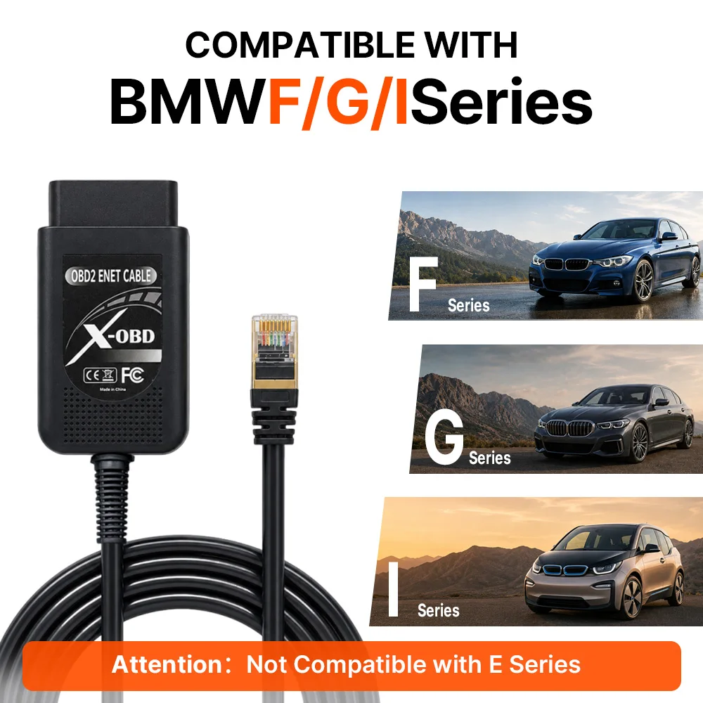 Фото Диагностический кабель OBD2 ENET 2 м для BMW F/G серии – инструмент для кодирования E-SYS ISTA Bimmercode Bootmod3 – с жилами из чистой меди №2