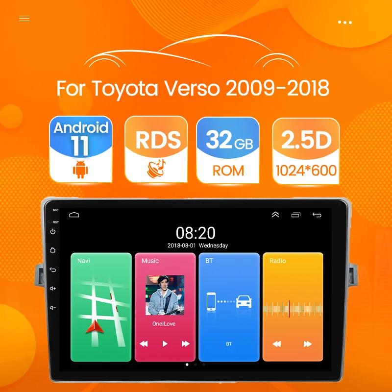 

Автомобильный мультимедийный видеоплеер Android 11 для Toyota Verso 2009 2010 2011 2012 2013 2014-2018 с радио и GPS-навигацией RDS без dvd
