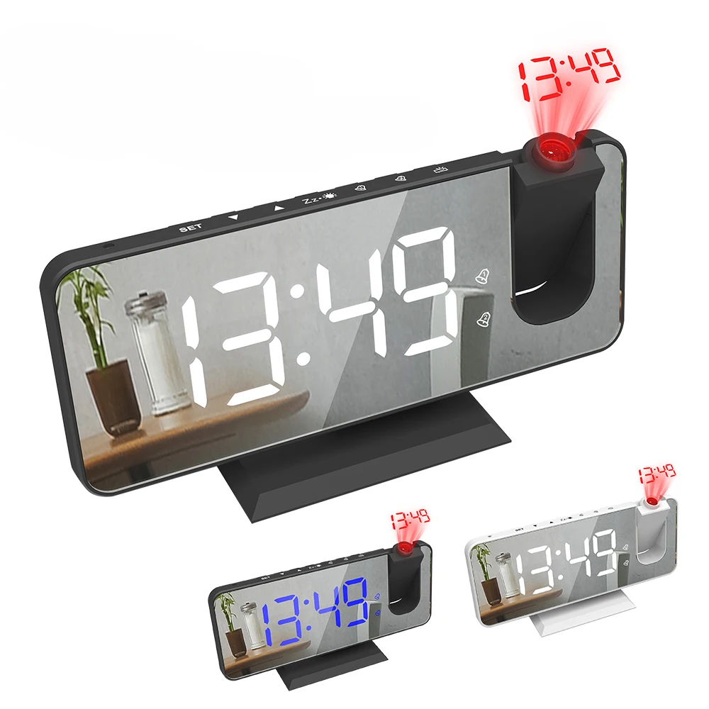 

180° Time Projection LED Digital Smart Alarm Clock Watch Table Electronic Desktop Clocks USB Wake Up Bedroom Bedside Clock