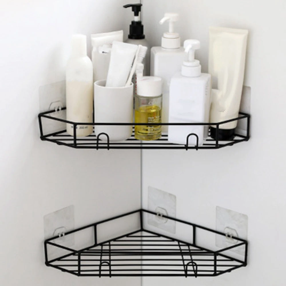 

Punch-Free Corner Shower Shelf Bathroom Shampoo Shower Shelf Holder Kitchen Storage Rack Organizer Wall Holder