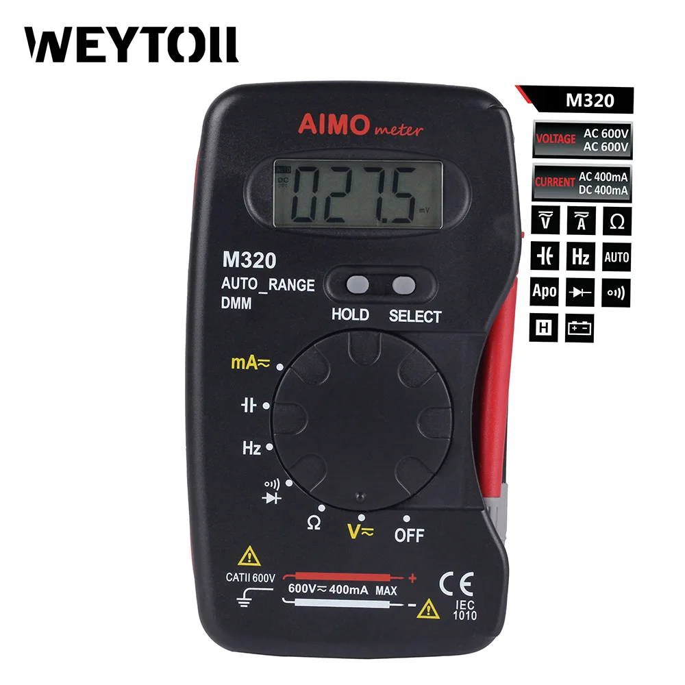 

AIMO M320 Digital Multimeter Tester Handheld DC AC Voltage Current Meter Multimeter Frequency Capacitance Measurement Meter