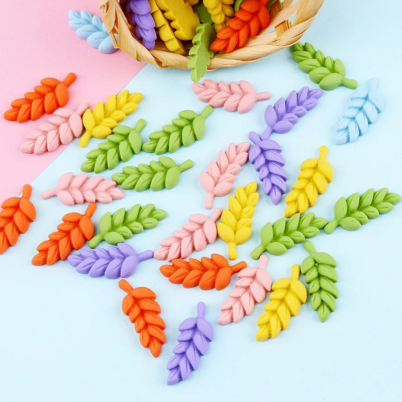 

20Pcs/lot Wheat ears Leaves Colorful Resin Cabochon Flatback Scrapbooking Fit Phone Decoration DIY Hair Bows Accessories Crafts