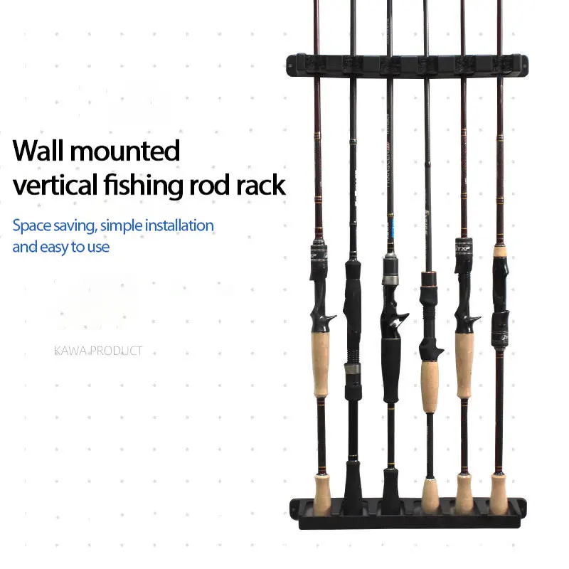 

Fishing Rod Holder EVA Sponge 6-Rod Rack Vertical Pole Holder Wall Mount Modular Garage Fishing Pole Display Stand Fixed Frame
