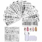 Шаблоны для дизайна ногтей 12*6 см, штамповочные пластины, дизайн цветов, животных, стеклянные шаблоны для температурного кружева, шаблоны, изображение, DIY шаблон