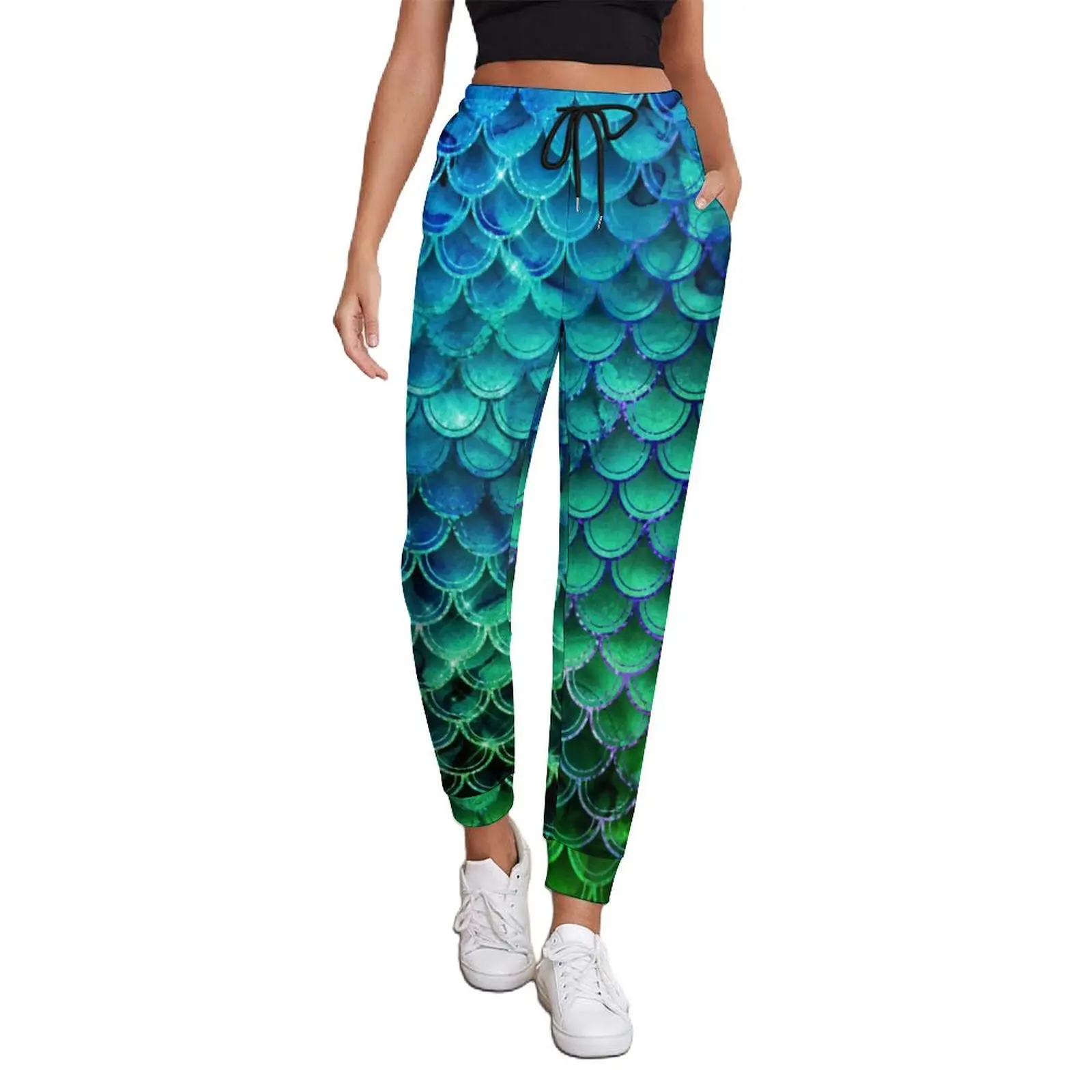 

Fish Mermaid Jogger Pants Women Blue Green Ombre Classic Sweatpants Spring Design Street Wear Big Size Trousers Birthday Gift