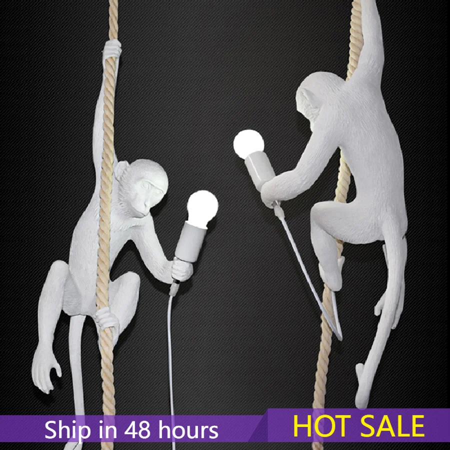 

hanging monkey lamp luminaire suspendu rope pendant lights fashion nordic replicas resin aap deco maison loft light fixtures