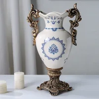 Chinese Blue and White Porcelain Room Decor Home Flooring Binaural Ceramic Vase Vintage Home Ceramics Vases Handicraft Ornaments