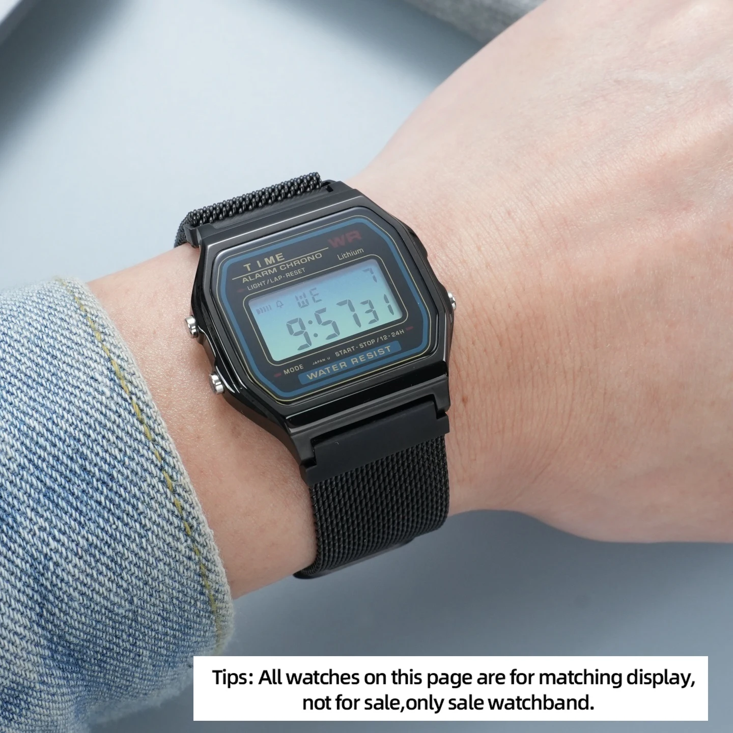 Фото Магнитный металлический браслет для часов A158 A159, совместимый с Casio A-158 159 F91W A168WE, из нержавеющей стали, выпуклый, 18 мм, ремешок для часов A700 №4