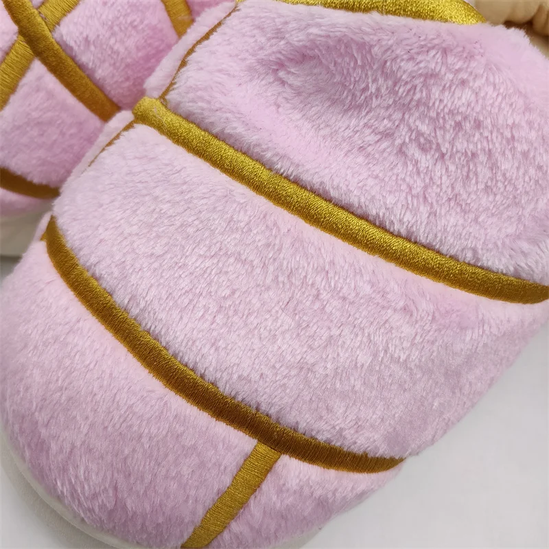 Women Conchas Slippers Mexican Bread Pan DulceHuaraches Indoor Floor Home Shoes Bedroom Warm Soft ins PINK Plush Slippers images - 6
