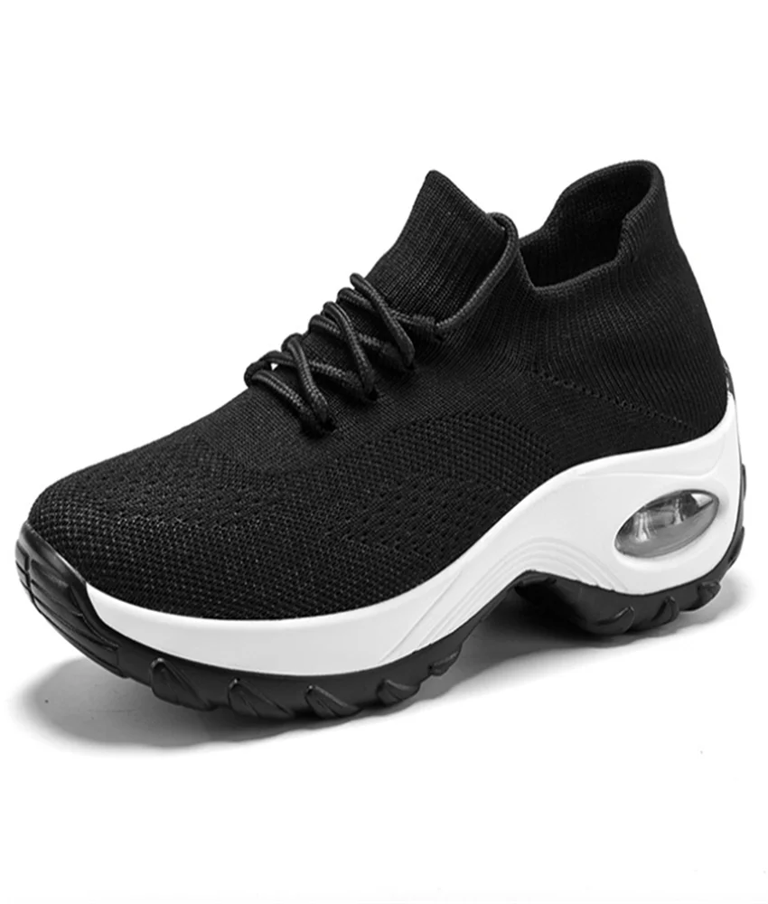 Mesh Breathable Women Sports Shoes New Four Seasons Flying Woven Leisure Running Shoes Ladies Light Flat Walking Sneakers