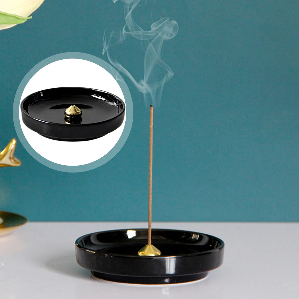

2pcs Ceramic Stick Stand Home HolderDecor Round Disc Ash Catcher Tray