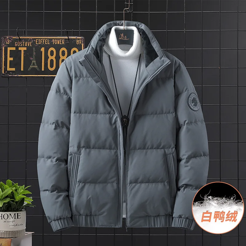 Winter light down jacket men's white duck down short warm coat men's