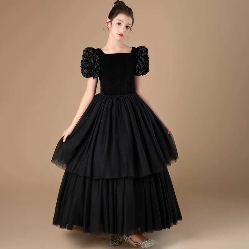 YZYmanualroom n праздничное платье с пышными рукавами и цветочными бутонами для девочек