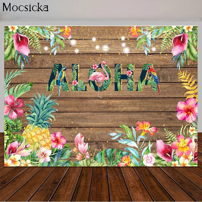 

Фон для фотосъемки в стиле дня рождения Aloha, летний тропический фон для фотосъемки в гавайском стиле с изображением детского дня рождения, д...