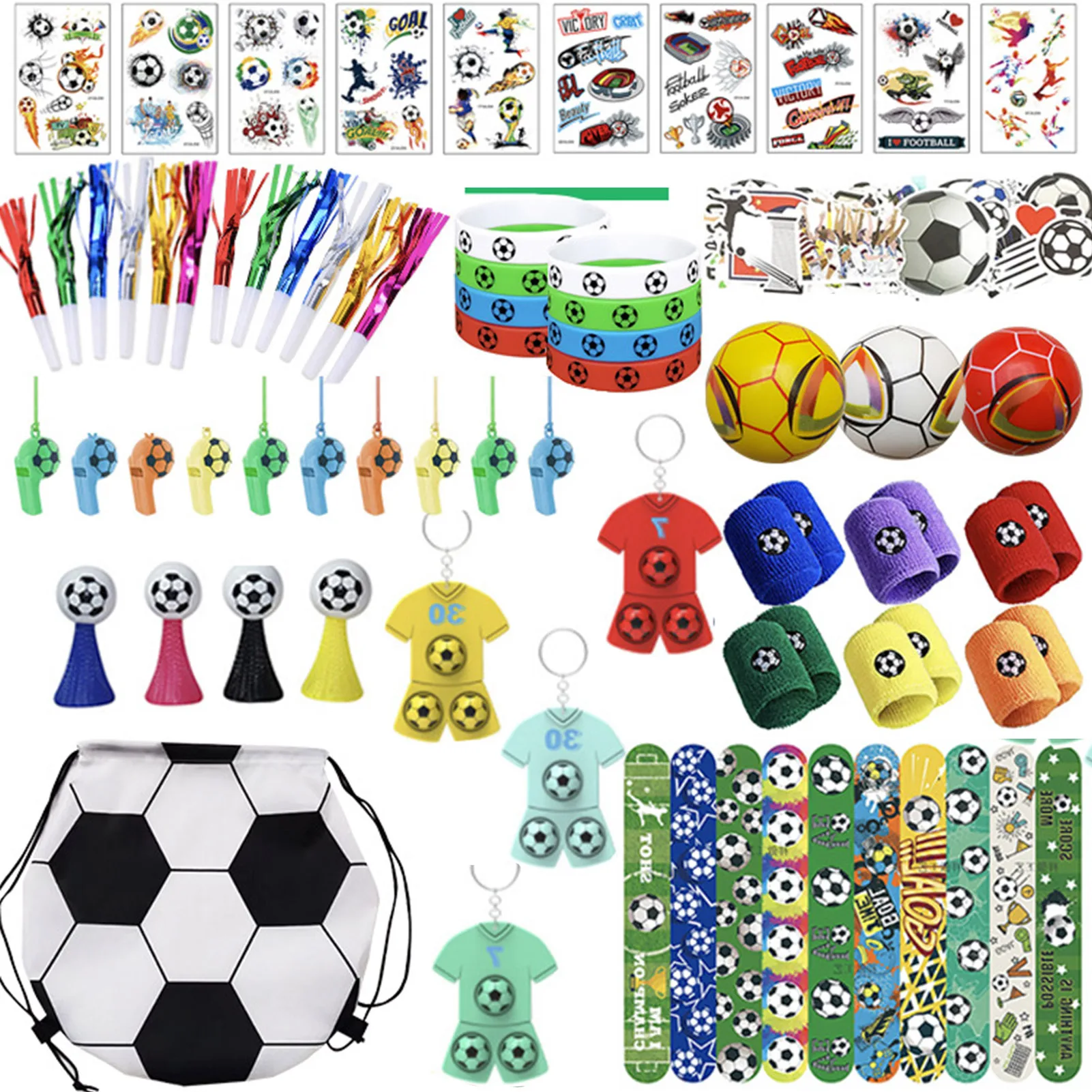 

Soccer Party Favors Set 122Pcs Soccer Theme Party Soccer Toy Whistle Stickers Bracelet Keychains Birthday Party Bags Supplies