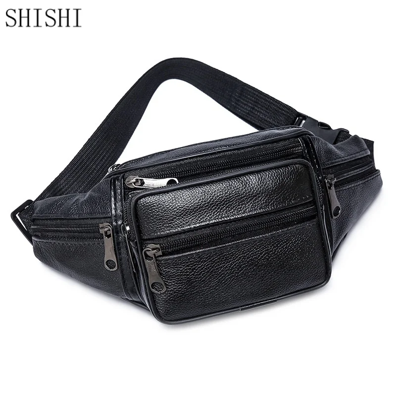 Genuine Leather Men's Waist Pack Luxury Waist Bag Male Chest Pack Retro Chest Bag Business Shoulder Crossbody Bag For Men