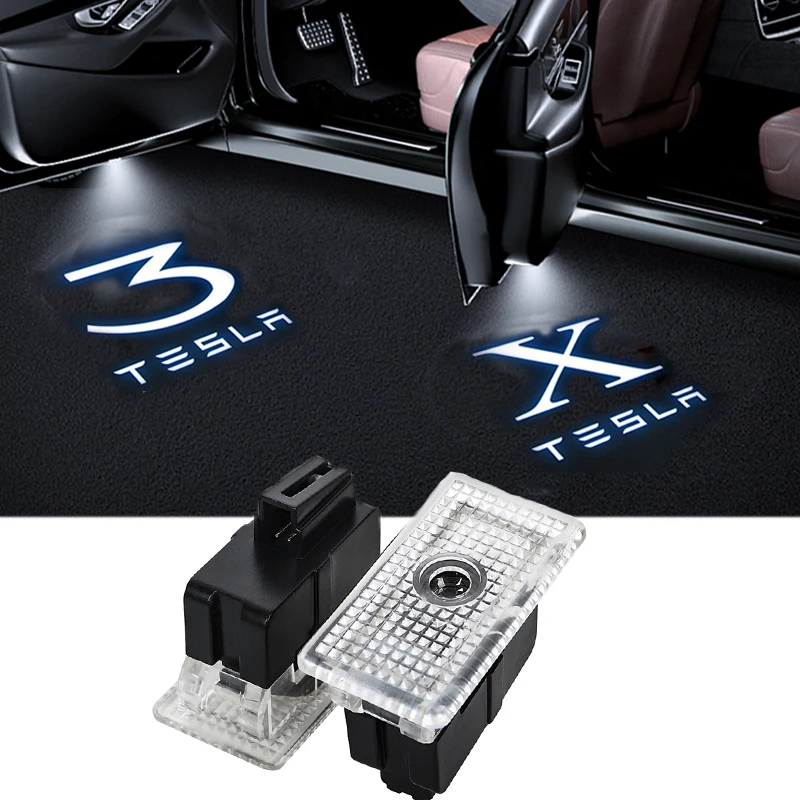 

2PCS LED Car Door Welcome Courtesy Decorative Lights for TESLA MODEL X MODEL S MODEL 3 P100D Ghost Projector Shadow Emblem Lamps