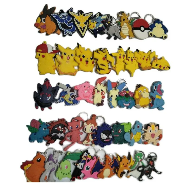 

Wholesale 30pcs/lot 8cm Anime Pokemon Action figures Pocket Monster Marowak Abra Gengar Ponyta Porygon Key chain Toy Gifts