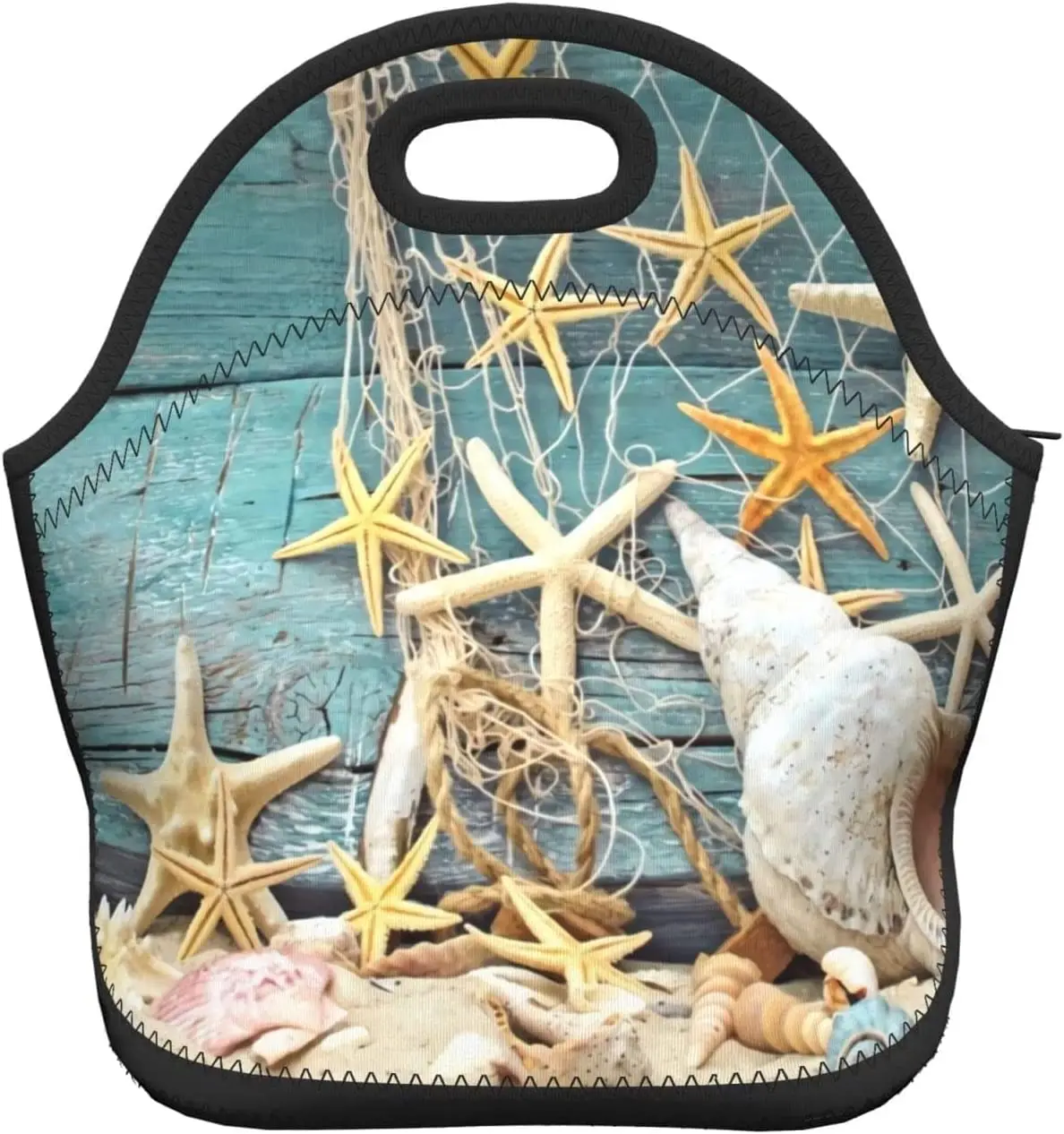 

Starfish And Seashell Tropical Beach Theme Lunch Box Reusable Lunch Bag Tote Bag Insulated Lunch Bag