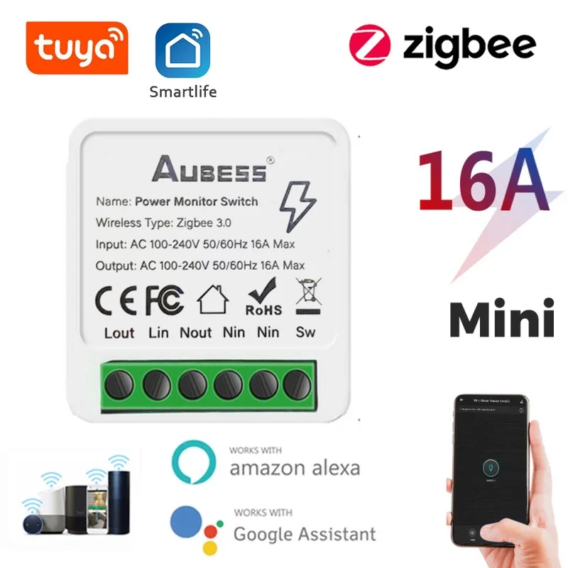 

Tuya Zigbee MINI Smart Switch 2 Way Control 16A Switch Tuya Smart Home Automation Sensor Works With Alexa Alice Google Home