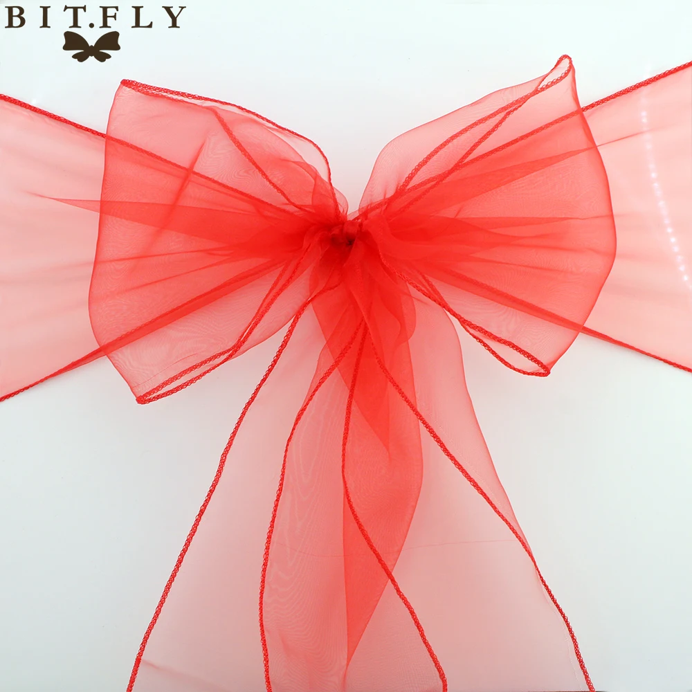 

BIT.FLY 18cm*275cm Organza Chair Sashes Bow Cover chair sashes tulle diy For Weddings Events &Party Decoration by free shipping