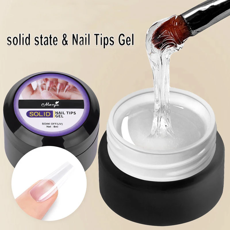 

HEALLOR 8ml Nail Patch Gel Easy Stick Solid Gummy Adhesive Bond UV Glue No-Flowing Modelling Stick Tips Clear Solid Nail Art