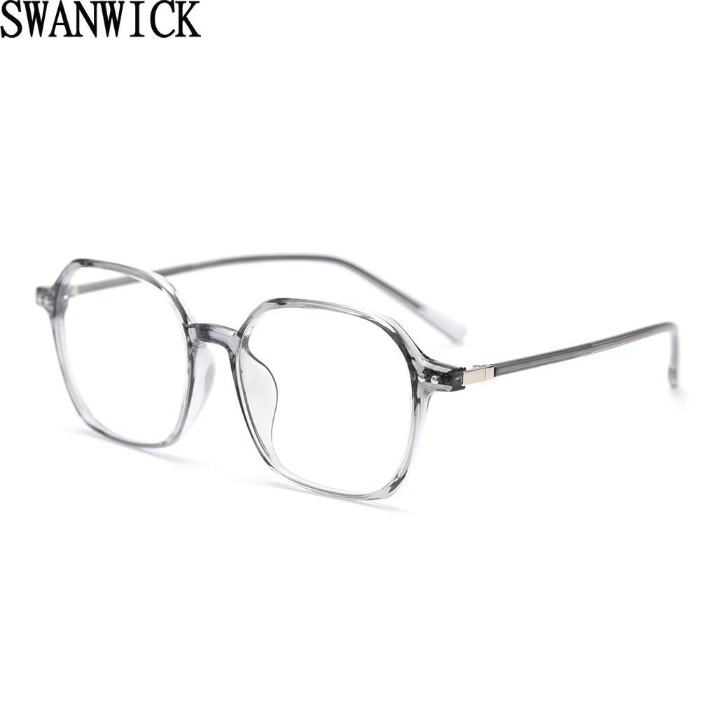 

Очки Swanwick в многоугольной тонкой оправе для мужчин и женщин, модные квадратные прозрачные линзы унисекс, аксессуары для очков из tr90, серого, ...