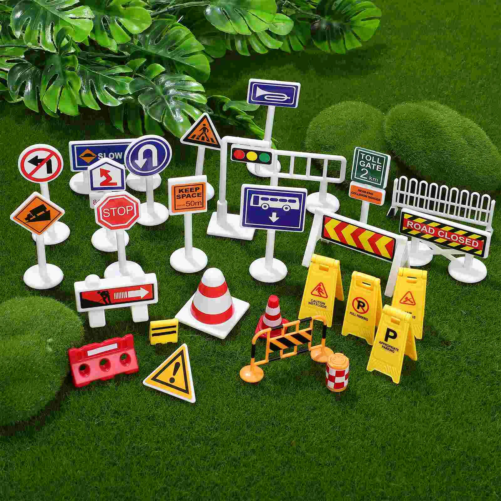 

Barricade Sign Toys Traffic Signs Ornament Street Playset Road Game Kids'+electric+vehicles Prop Miniatures Light Cone Models