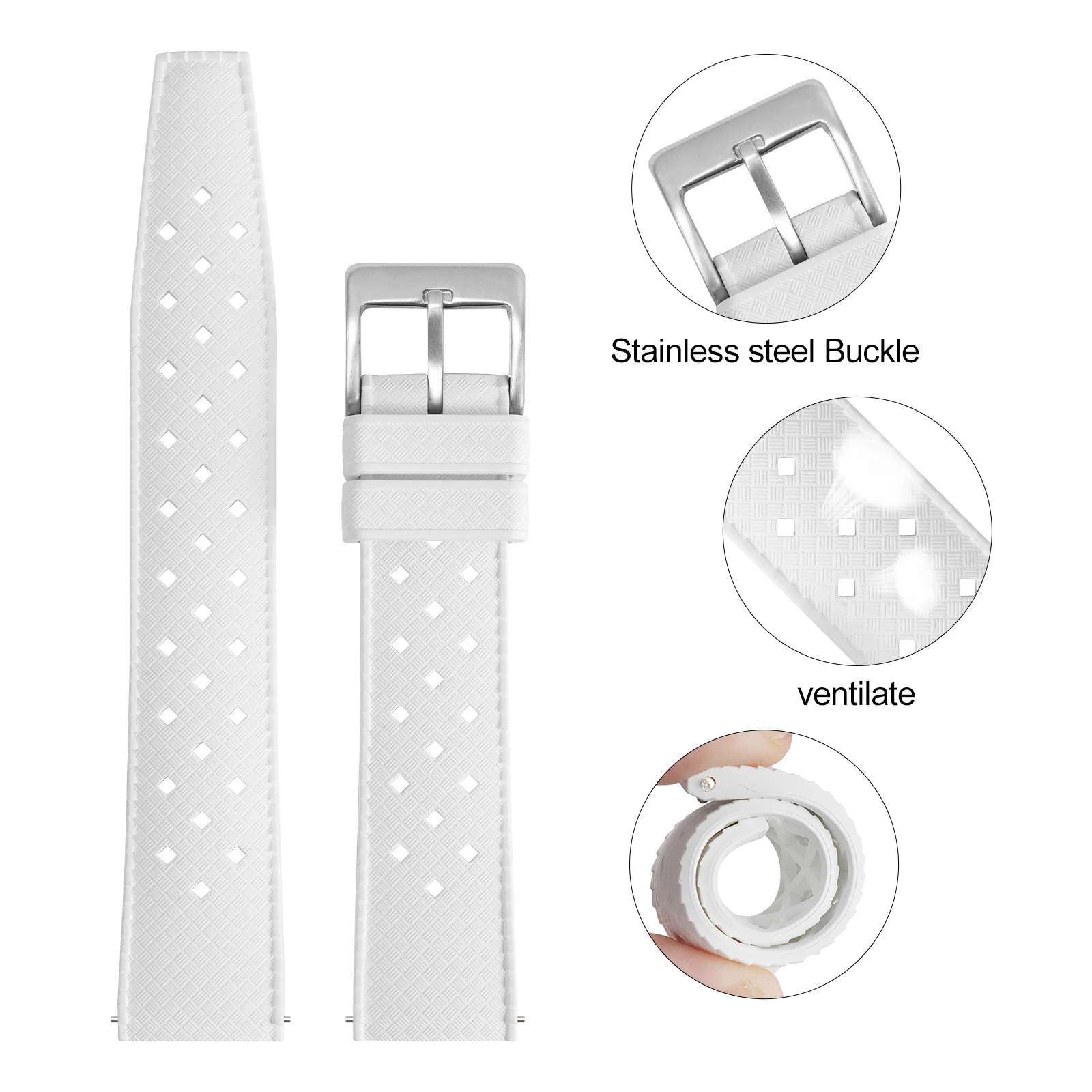 Ремешок FKM резиновый для наручных часов быстросъемный удобный мягкий