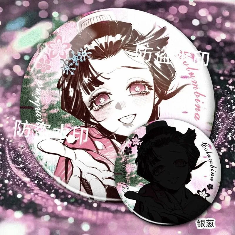Фото Новый значок Demon Slayer: Kimetsu No Yaiba Akaza Koyuki, аниме, периферийные устройства, милая модная изысканная брошь, украшение для школьной сумки, 58 мм №3