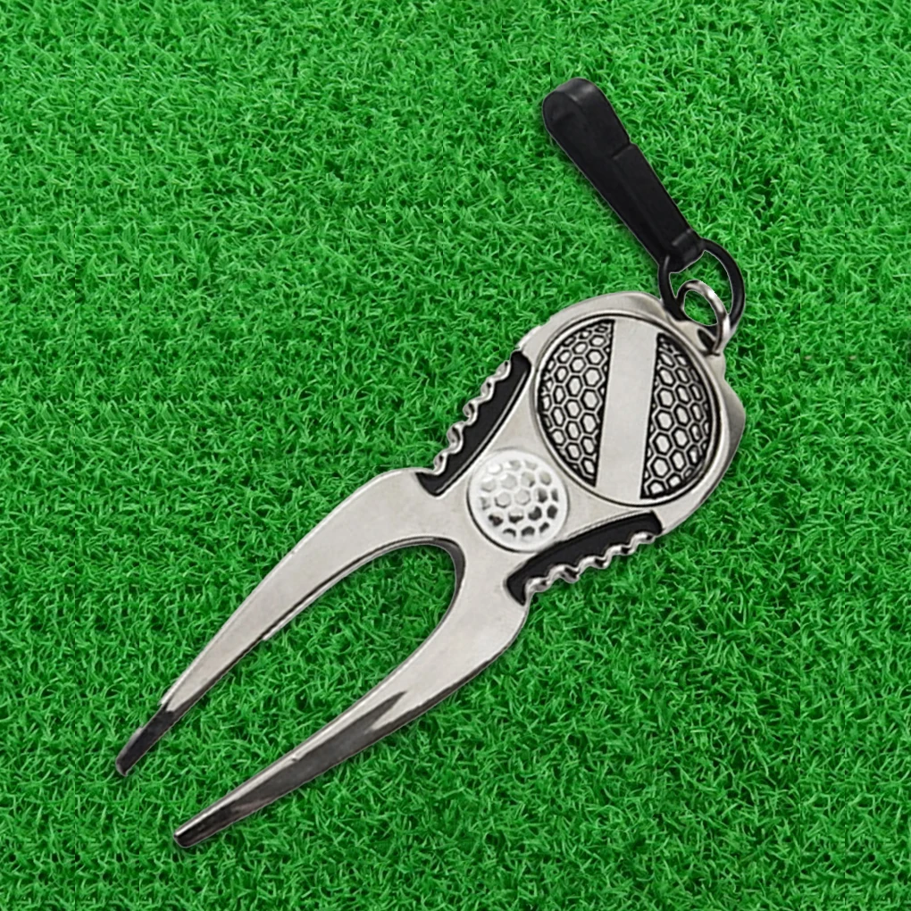 

Golf Pitchfork Divot Tool with Ball Marker Putting Green Repair Accessories