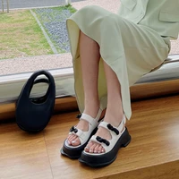 muffin bottom fashion sandals summer new open toe woven color matching womens shoes with a slot back hollow thick sole