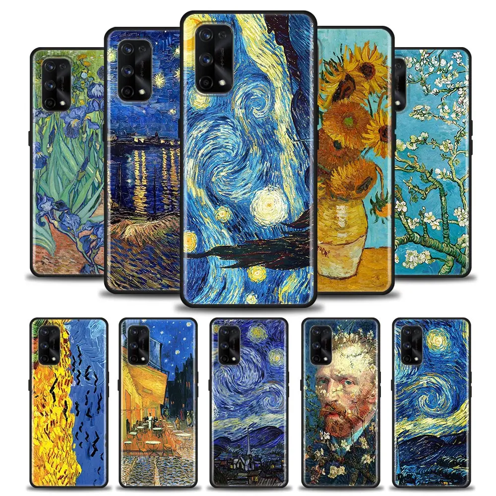 

Van Gogh Starry Case For Realme GT 5G Master Neo2 GT2 7i 8i 9i 5 6 7 8 9 Pro Coque Fundas Cover Sunflower Cafe Terrace at Night